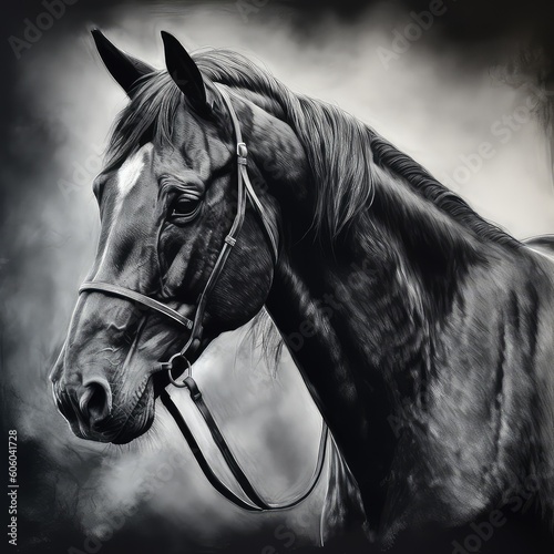 black and white horse