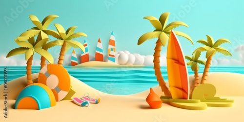 Summer island with beach and ocean travel background banner © Artofinnovation