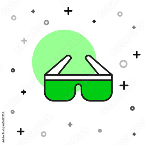 Filled outline 3D cinema glasses icon isolated on white background. Vector