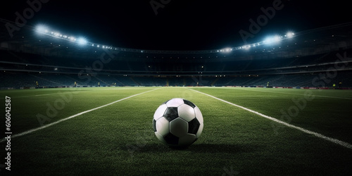 Soccer ball on football field in staidum before match  © Artofinnovation