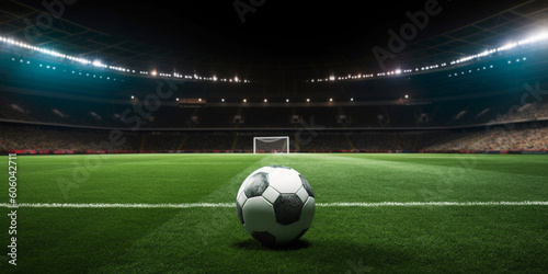 Soccer ball on football field in staidum before match  © Artofinnovation