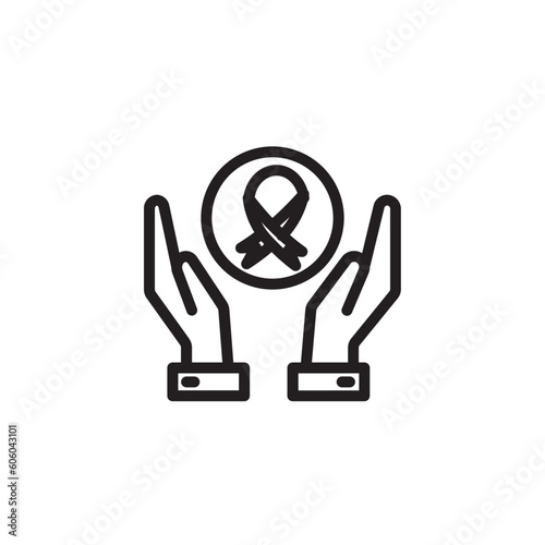 Cancer Care Ribbon Outline Icon