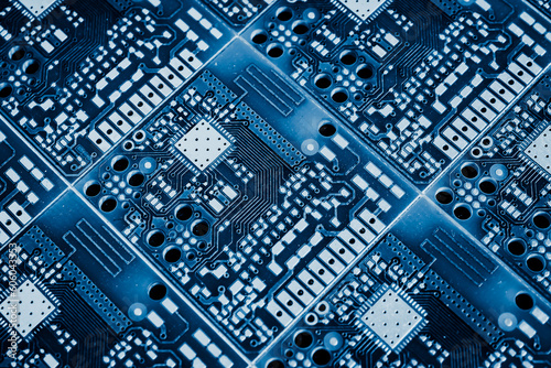Foto blue printed circuit board with gold plating