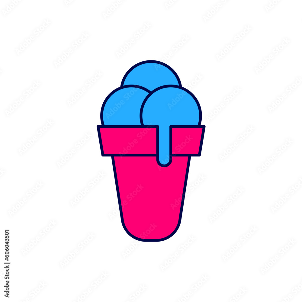 Filled outline Ice cream in waffle cone icon isolated on white background. Sweet symbol. Vector Filled outline Ice cream in waffle cone icon isolated on white background. Sweet symbol. Vector