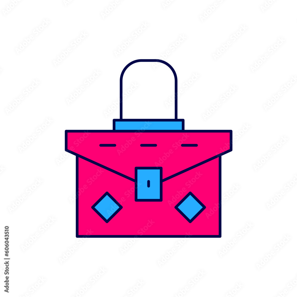 Filled outline Handbag icon isolated on white background. Female handbag sign. Glamour casual baggage symbol. Vector Filled outline Handbag icon isolated on white background. Female handbag sign. Glamour casual baggage symbol. Vector
