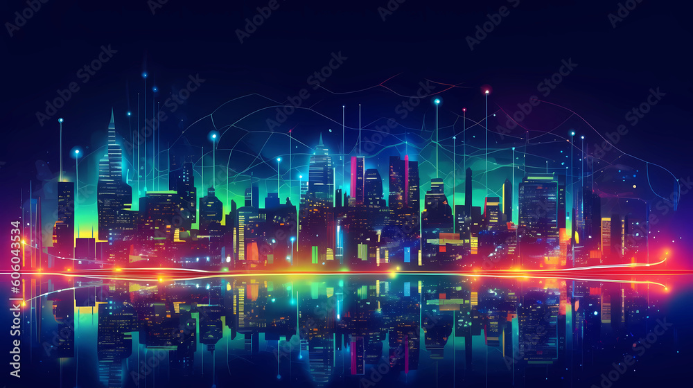 City At Night Wallpaper Generative AI