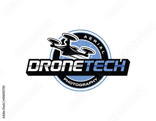 Blue Black Drone Aerial Photography Cinematography Logo Design Template