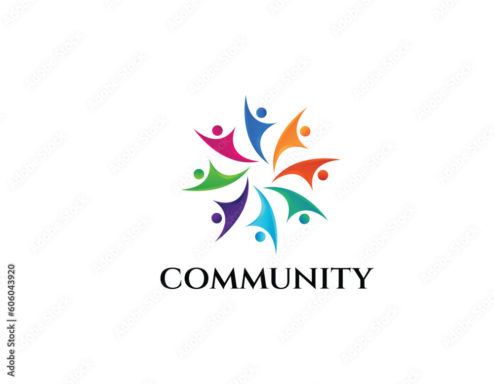 Obraz premium Colorful Dynamic Creative Community Logo Design Template
