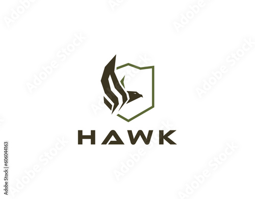 Simple Military Tactical Hawk Logo Design Template
