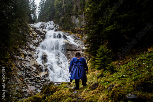 Woman at water fall