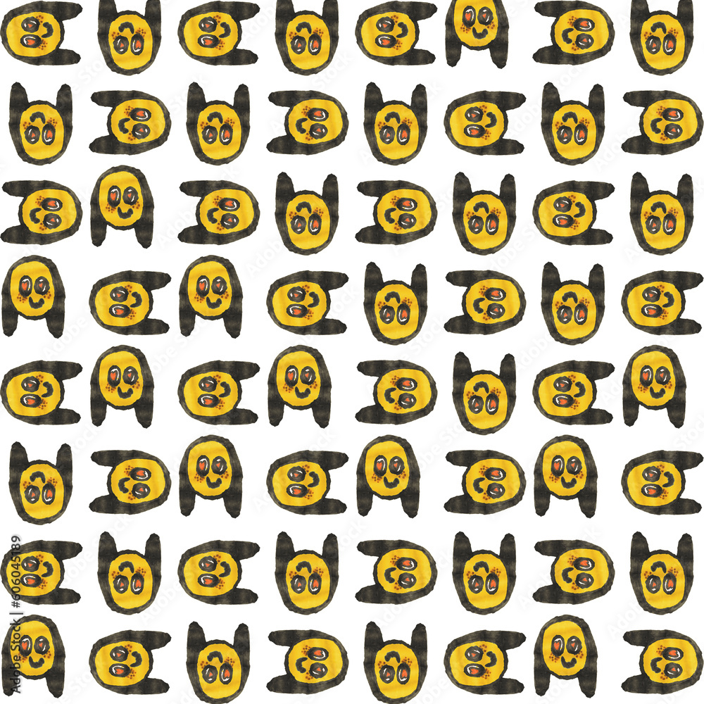 Girl emoticon drawn by girl motif pattern Girl emoticon drawn by girl motif pattern