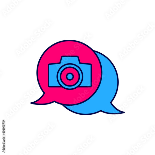 Filled outline Photo camera icon isolated on white background. Foto camera. Digital photography. Vector