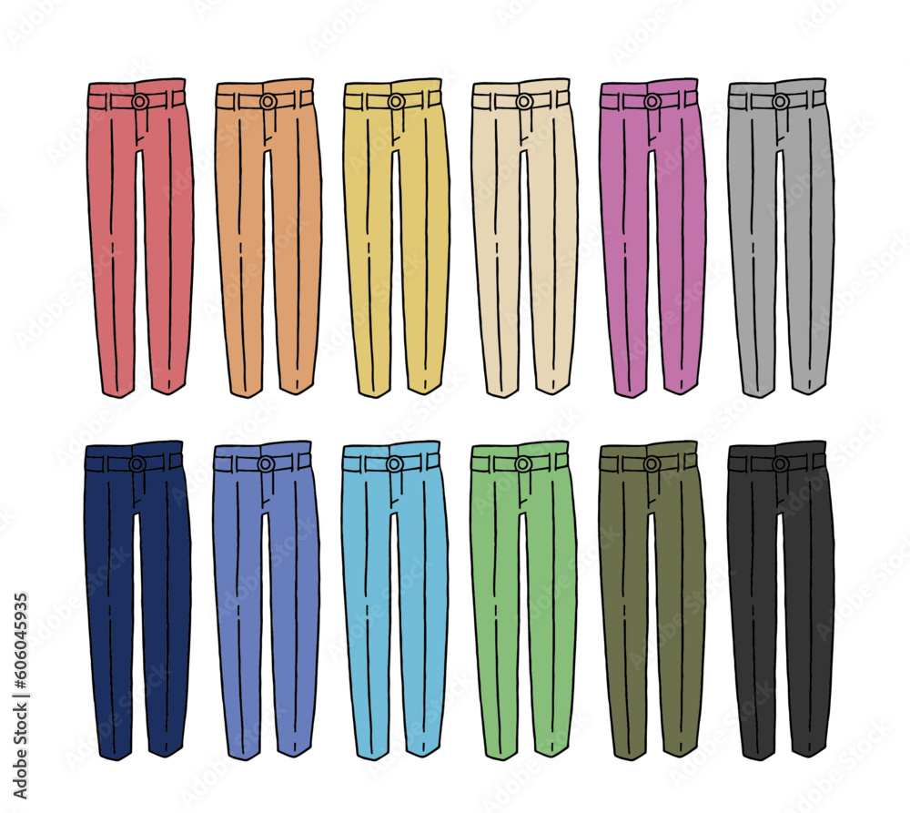 クロップドパンツのイラストセット クロップドパンツのイラストセット