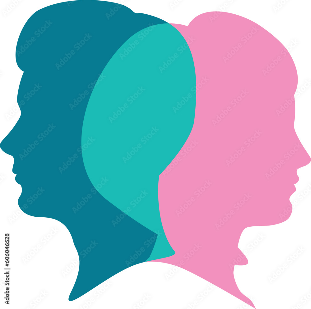Male female head intersect Male female head intersect