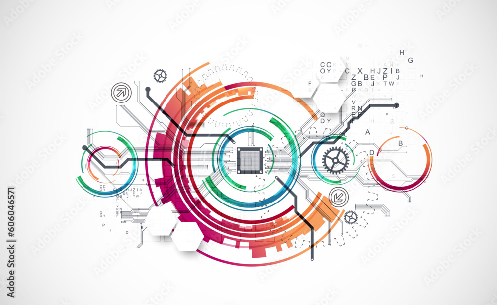 Abstract background. Scientific and technological concept with the use of technical elements formed in the shape of a circle. Abstract background. Scientific and technological concept with the use of technical elements formed in the shape of a circle.