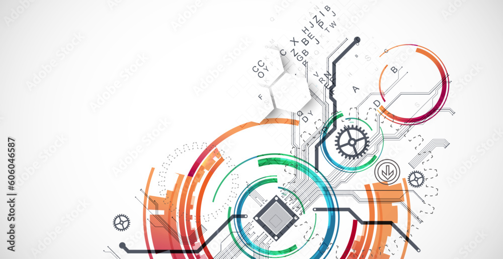 Abstract background. Scientific and technological concept with the use of technical elements formed in the shape of a circle. Abstract background. Scientific and technological concept with the use of technical elements formed in the shape of a circle.