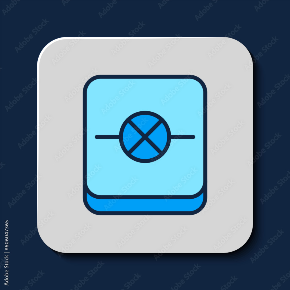 Filled outline Lamp in electronic circuit icon isolated on blue background. Vector Filled outline Lamp in electronic circuit icon isolated on blue background. Vector