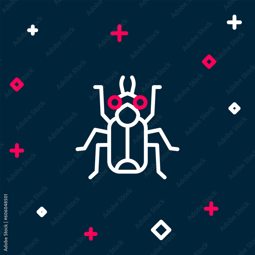 Line Beetle bug icon isolated on blue background. Colorful outline concept. Vector