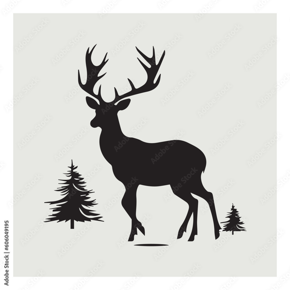 silhouette of reindeer. Vector illustration. silhouette of reindeer. Vector illustration.