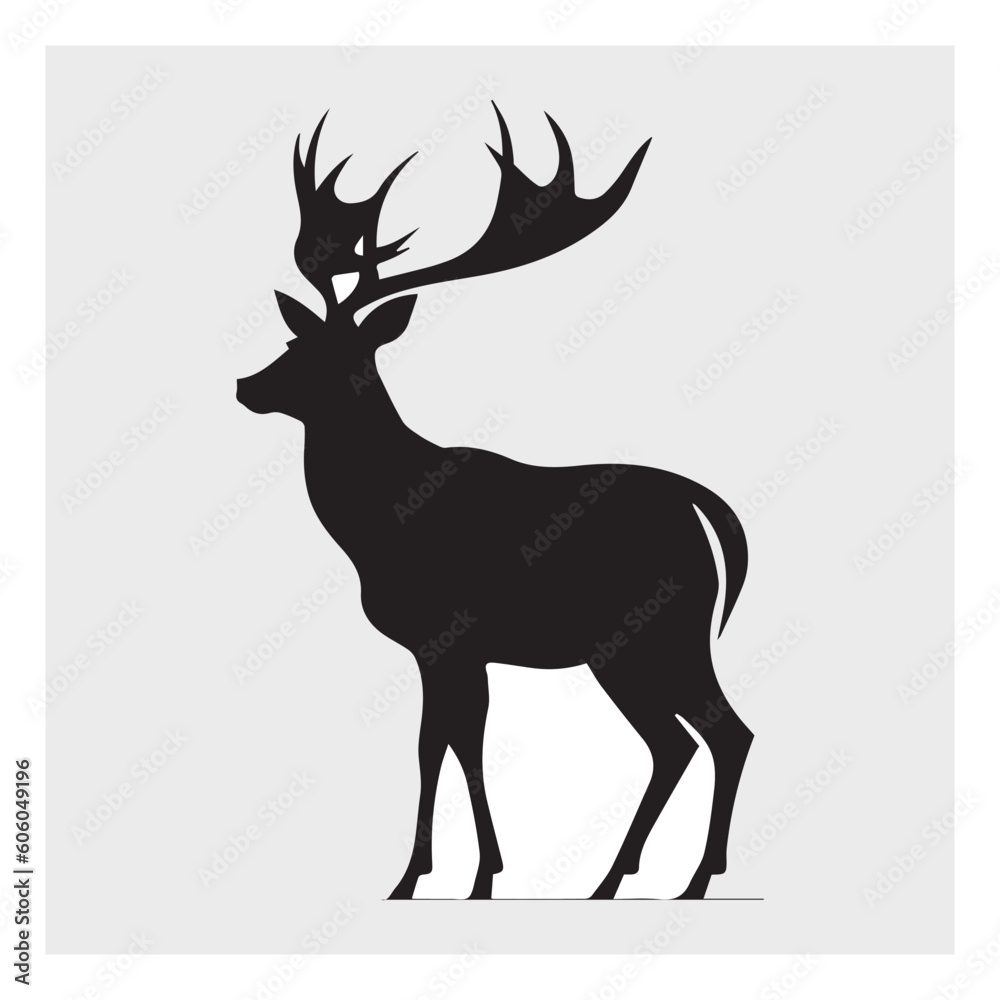 silhouette of reindeer. Vector illustration.