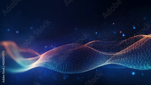Wave lines curve with dark blue illustration for background template. Ai generative 