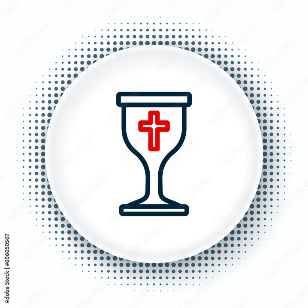 Line Christian chalice icon isolated on white background. Christianity icon. Happy Easter. Colorful outline concept. Vector Line Christian chalice icon isolated on white background. Christianity icon. Happy Easter. Colorful outline concept. Vector
