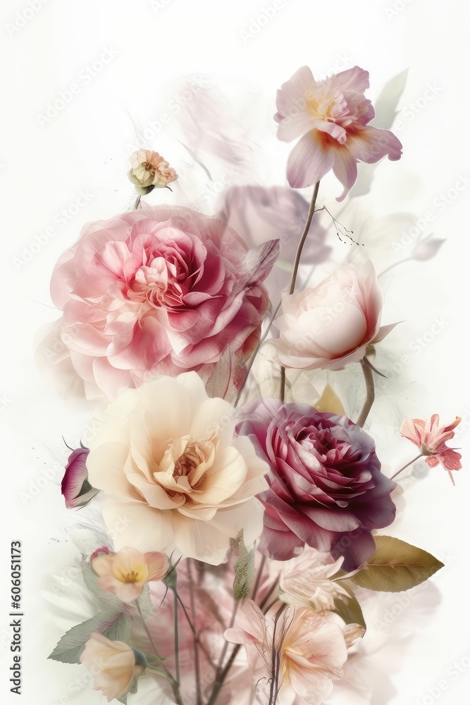 bouquet of roses on a wooden background