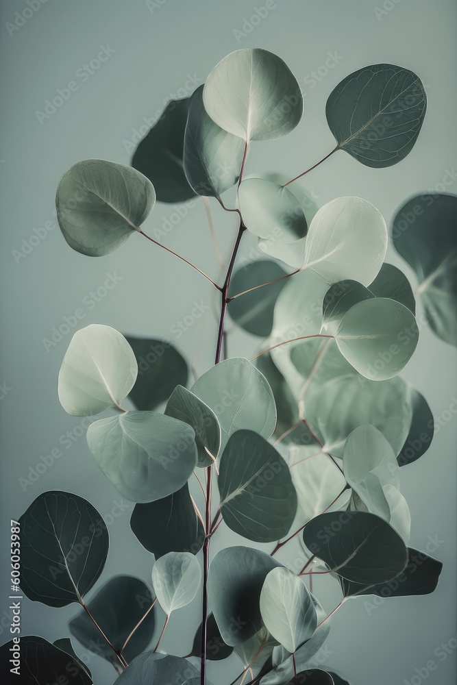 Pastel green eucalyptus leaves wall art