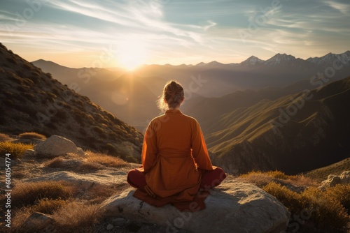 Mindful Meditation amidst Mountain Scenery