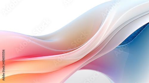 Abstract 3d fluid shapes, waves on white background - generative AI, AI generated