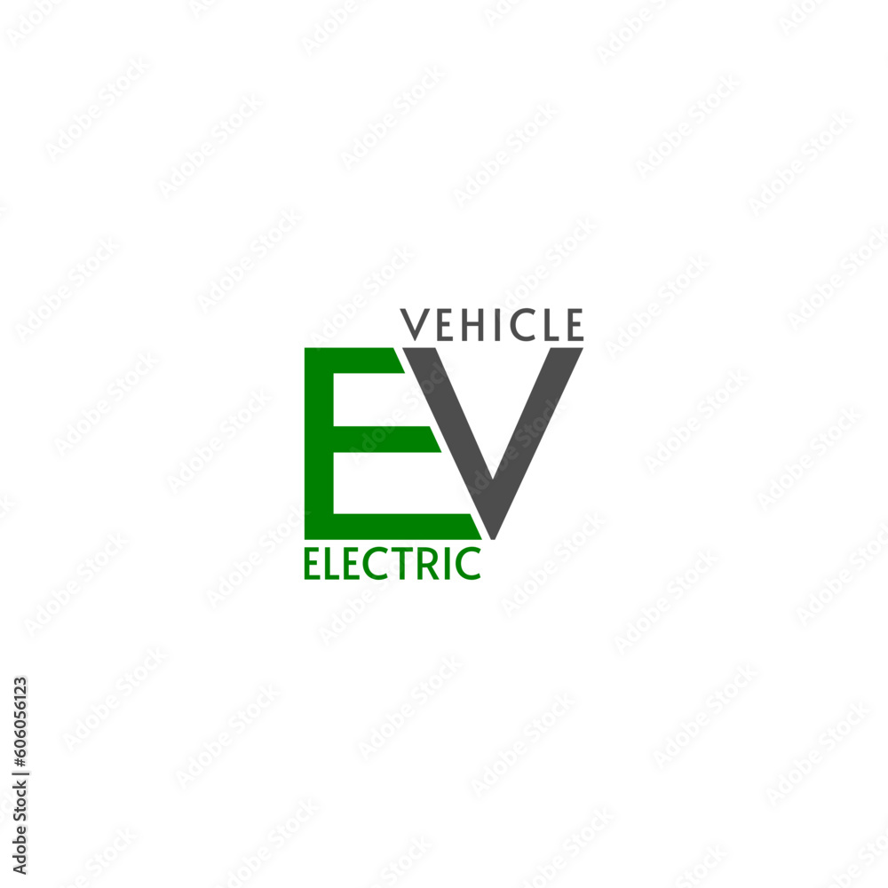 Initial logo letters EV. EV car icon isolated on white background Initial logo letters EV. EV car icon isolated on white background
