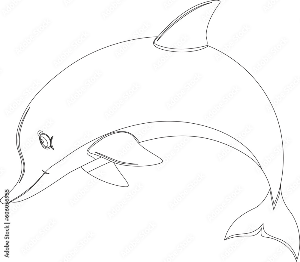 Obraz premium Cartoon Dolphin Vector Graphic