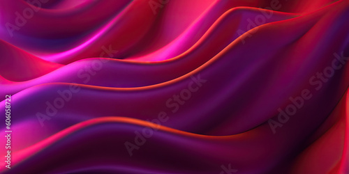 Generative AI illustration of abstract background of bright wavy silk red fabric in flowing bright shining soft texture photo