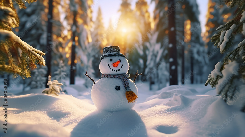 Fototapeta premium snowman on the snow