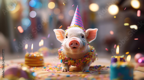 happy birthday party pig