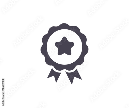 Certified medal icon. Certified badge. Certified star emblem badge winner symbol, best premium quality sign, guarantee achievement pictogram vector design and illustration.
