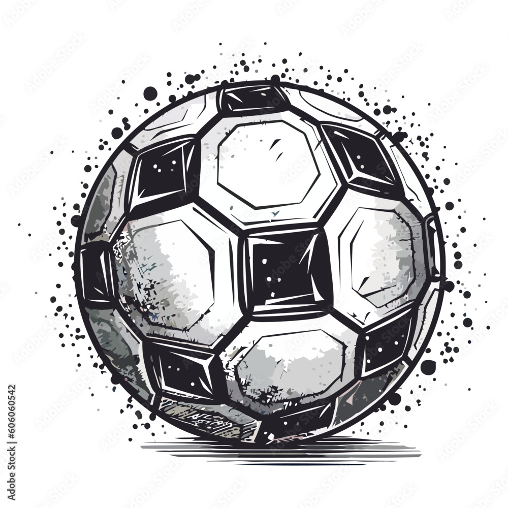 Fototapeta premium Soccer ball vector symbol on black backdrop