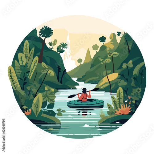 Man canoeing in summer adventure