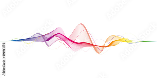Data transmission, sound wave, technology, space transformation. Abstract rainbow wave for web design, presentation design, web banners. Vector illustration