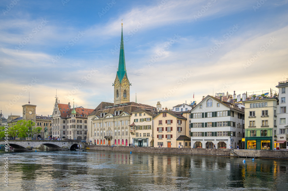 Cityscape of beautiful Zurich and River Limmat, Switzerland