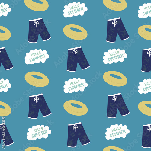 Tropical vacation concept. Pattern with summer elements