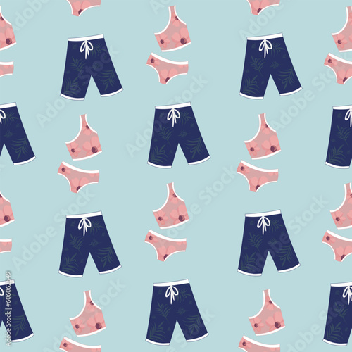 Tropical vacation concept. Pattern with summer elements