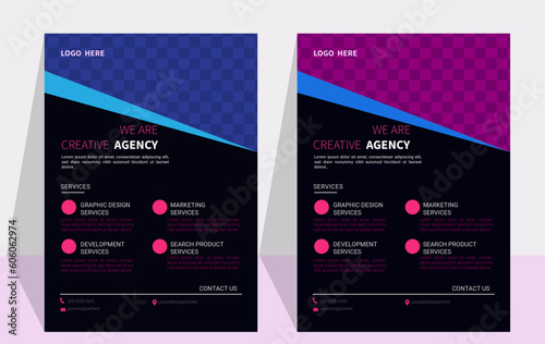 Corporate business flyer template dCorporate business flyer template design set with blue, orange, red and yellow color. marketing, business proposal, promotion, advertise, publication,esign set with 