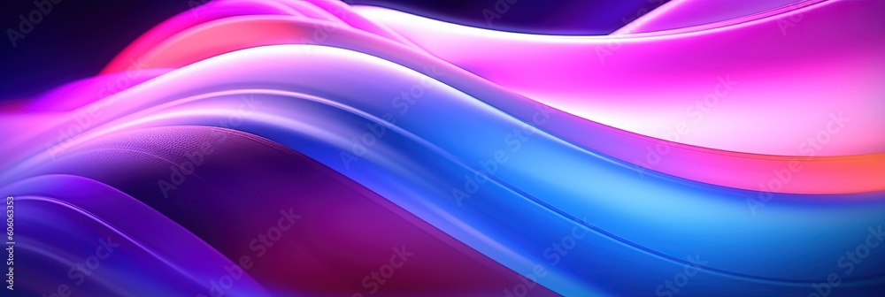 Fototapeta premium Abstract Liquid Swirls on Holographic Fluid Neon Pink and Blue Liquid Abstraction Dreams Flow ,AI Generative