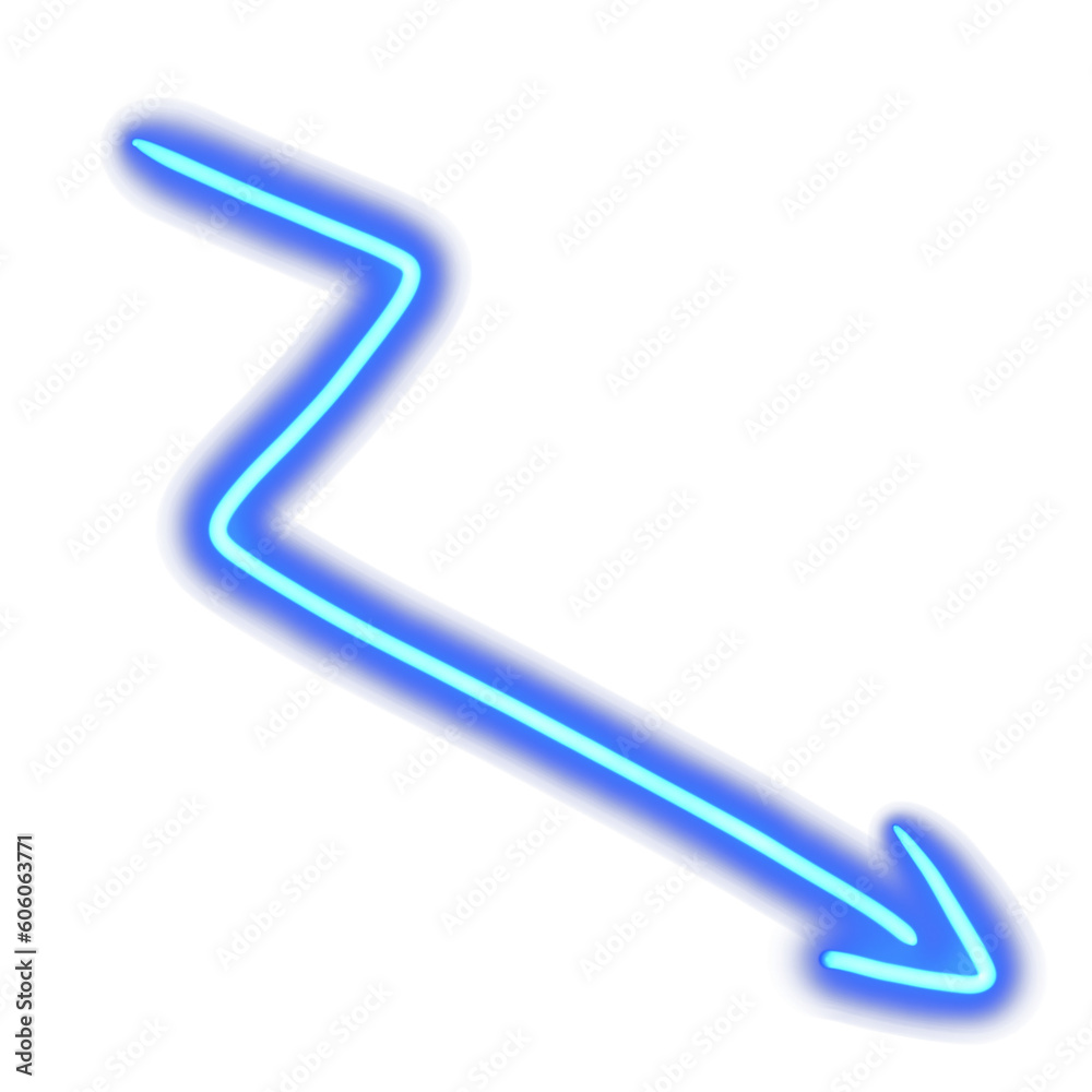 Blue neon glowing arrow