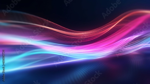 Wave lines curve with purple blue illustration for background template. Ai generative 