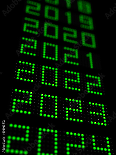 New year 2023 digital numbers timeline. 3D illustration