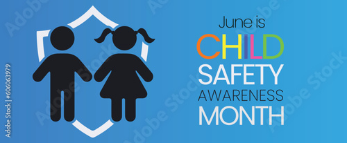 Child Safety Awareness Month. Observed annually in the month of June. Vector poster , banner. 