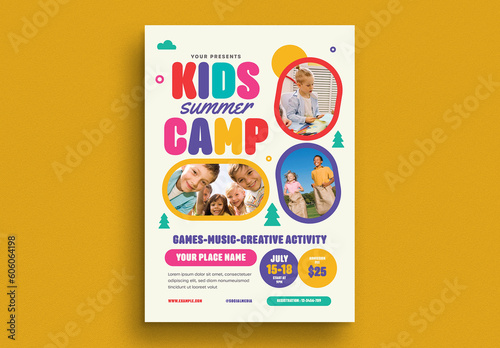 Colorful Summer Kids Camp Event Flyer (ID: 606064198)