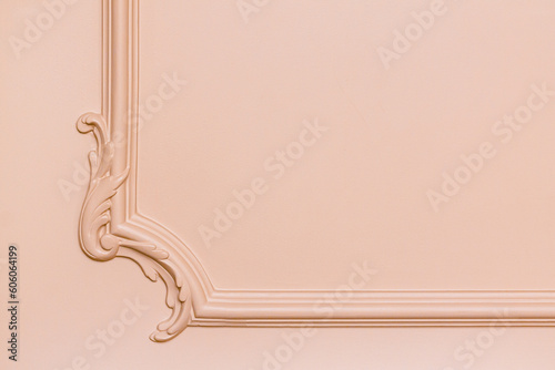 Luxury beige wall design bas-relief with stucco mouldings classic style